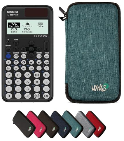 Casio fx-85GT CW including a WYNGS protective case in Turquoise - Basic Set