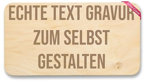 Frühstücksbrettchen Holz Natur - Echte Text Gravur zum selbst gestalten I Wunschtext Gravur - 22x12 - Holz - personalized cutting board personalisierte geschenke gravieren selber gravieren
