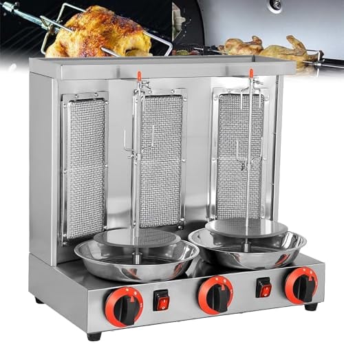 DPLXFPP Máquina Vertical De Kebab Doner Kebab A Gas, Cocina De Kebab De Encimera, Máquina para Hornear Asador Giratorio, Asador Vertical De Gas Doner Kebab Gyro Grill,Silver-L