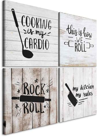 murando - Wandbilder Set für Küche 40x40cm 4 Teilig je 20x20 Kunstdruck 1 tlg Wandbilder aud Leinwand XXL moderne Wanddekoration Leinwandbilder Wohnzimmer Design Wand Deko Bild Küchenbild m-C-0434-b-i