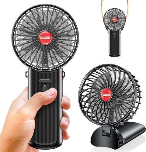 Ventilador Portátil de Mano Mini Recargable: Ventilador Silencioso Recargable por USB Ventilador Pequeño a Pilas 4 Velocidades de Escritorio Plegable Hand Fan para el Oficina Hogar Viajes y Exterior