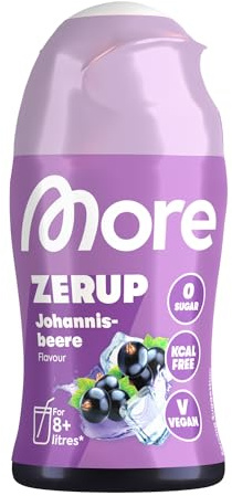 More Zerup, Johannisbeere, 65 ml, für bis zu 8 l Fertiggetränk | Zuckerfreier Sirup mit u.a. echten Fruchtextrakten, vegan, zero Kalorien - made in Germany