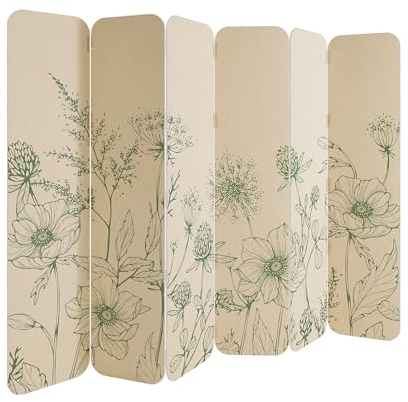 HEALANCY Paravent Raumteiler - 6-teilig Raumtrenner Druck 2-Seite - Premium QUALITÄT 100% Holz - Raumtrenner - Trennwand Wohnung - Room Divider - Spanische Wand Deko Modern Sichtschutz