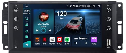 ACAVICA Autoradio mit Android 14 & Wireless Carplay - 7 Zoll Touch Display für Jeep Wrangler Dodge Chrysler - Octa Core 4+64GB GPS Navigation Bluetooth Stereo FM RDS WiFi 4G LTE