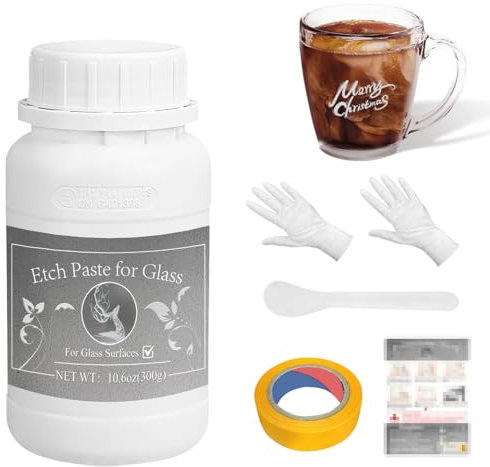 INNOVAYOU 300g Ätzpaste für Glas, Designs auf Glasoberflächen erstellen Glass Etching Paste 10,5 oz Nettogewicht, Glasätzung Paste für jedes Glas, Spiegel, Keramik, Porzellan