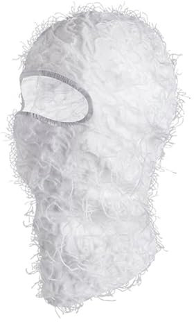 Junterone Distressed-Ski-Maske, Gestricktes Vollgesichts-Fuzzy-Yeat-Shiesty-Distress-Maske für Männer und Frauen, Ca. 38 X 22 cm,