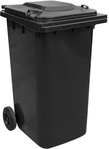 plasteo Cubo de basura gris de 240 litros, resistente para la separación de residuos, resistente a la intemperie y duradero, ideal para el reciclaje en exteriores
