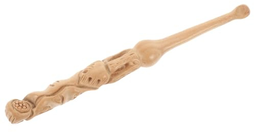 Cuchara para Oído de Madera Tallada, Herramienta para Cerumen | Diseño Redondo Grabado, Uso Sencillo en Casa, Formato Compacto para Limpieza de Oídos