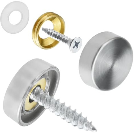 ZIUZI 24 Pcs Stainless Steel Screw Cover Cap, 0.63/16mm Diameter Mirror Screw Cap, Decorative Screws Cover Fasteners for Furniture, Mirrors, Signage, and Advertising Hardware