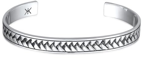 Kuzzoi Massiver Silber Armreif für Männer, 925 Sterling Silber, Zopf-Design, Light Oxid-Finish