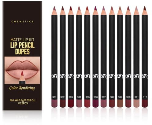 KARLOR 12 Stück Lipliner Set, matt Lippenliner Lippenmarker Lippenkonturenstift in Nude, rot, braun, rosa, wasserdicht, langanhaltend, 12 Stück Lippenliner 24 stunden halt