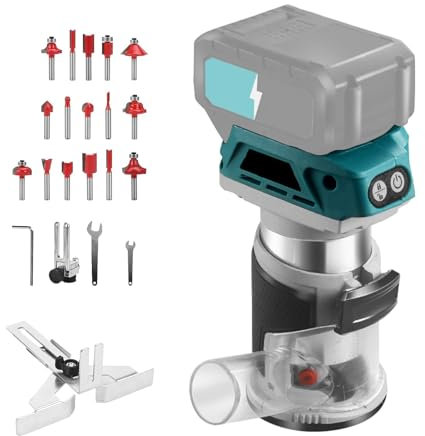 Fresatrice Verticale a Batteria per Batteria Makita 18V, Utensile Fresatura per Bordi 6 Velocità 800W 30000 Giri/Min, Fresatrice per Bordi Senza Spazzole con Fresatura di Rifinitura (Utensile Nudo)