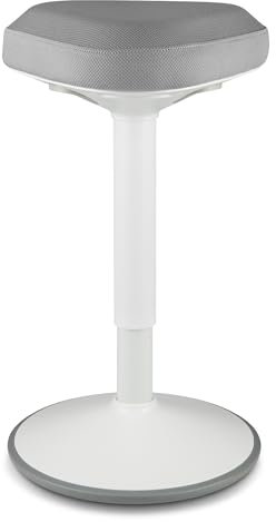 standup.Today Wackelhocker Elmo (Weiß/Hellgrau) – Sitzhocker höhenverstellbar 55-80 cm – Ergonomischer Hocker für Büro & Zuhause – Bürohocker mit Schwingeffekt – Schreibtischhocker
