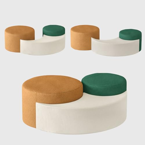 strusery Verstellbare Bodensofa Couch für 2 - Großer Polsterpouf Ottomane Schaumstoff Couchtisch, Übergroßer runder Fußhocker für Wohnzimmer oder Büro