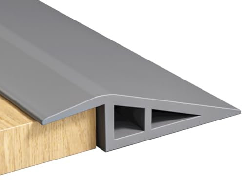 RANJIMA Übergangsprofil Selbstklebend, Türleisten Boden Selbstklebend, Boden-Übergangsstreifen zum Abziehen und Aufkleben, Abschluss Übergangsprofil höhenausgleich für Teppich Boden, Grau,2M×5cm