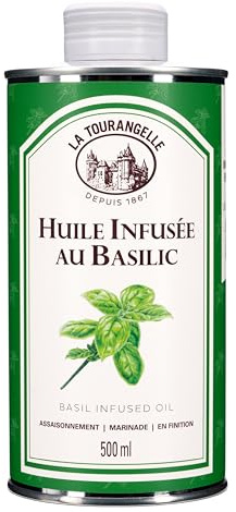 La Tourangelle - Huile infusée au basilic - Infusion naturelle - 500ml | Sans arômes artificiels