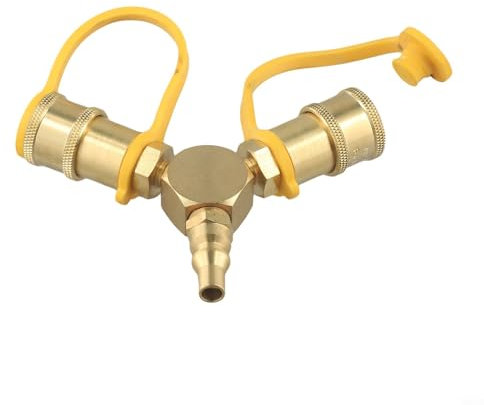 HpLive Adaptateur de réservoir de propane avec raccord rapide de 1/4 pour tuyau de camping-car - Construction en laiton - Double raccord anti-fuite - Pour cuisine en plein air