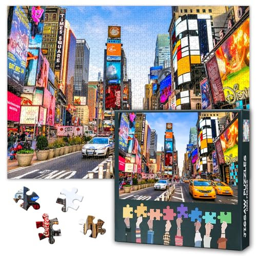 1000 Piece Jigsaw Puzzle for Adults - Times Square New York City, Challenging Puzzles with Iconic Street Scene,Cityscape Art Puzzle Perfect for Home Decor & Unique Gifts 50x70cm