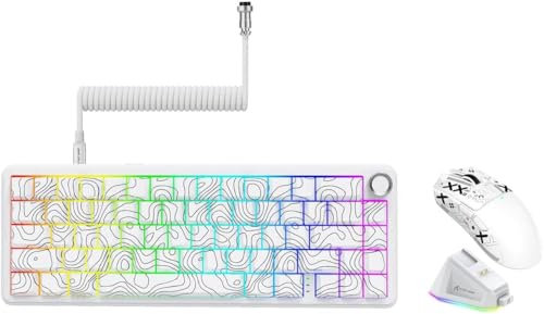 ATTACK SHARK 60% Hall Effect Keyboard and X11 Wireless Gaming Mouse,X65 PRO HE Magnetic Keyboard RGB Hot Swap 8KHz Polling Rate,Superlight Mouse w/Charging Dock 22K DPI,Bluetooth/2.4Ghz/Wired Combo