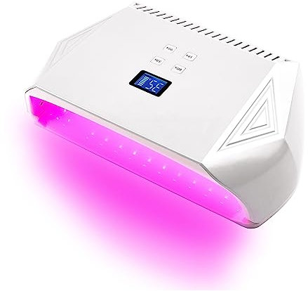 UV Nail Lamp, 128W LED UV Nail Lamp LED Nail Dryer Red Light Beads Curing Polishing Gel High Power Quick Drying Nail Art Lamp,for Gel Nails(Bianco)