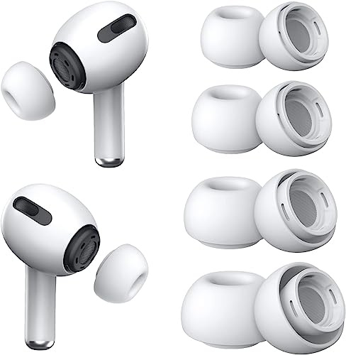 Just Accessories Replacement Ear Tips for Airpods Pro and Airpods Pro 2nd Generation with Noise Reduction Holes Silicone Ear Tips for Airpods Pro XS/S/M/L sizes Black White (White, 3 Pairs Medium)