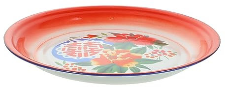 CONGARTENO Assiette Ronde Émaillée Chinoise Vintage Plateau Alimentaire Pour Fruits Et Légumes Pour Service Et Décoration
