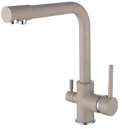 IUokLU Robinet mitigeur 3 Voies pour évier de Cuisine pivotant à 360° mitigeur 3 en 1 monotrou pour Filtre à Eau Beige,Beige
