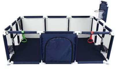 Laufgitter für Kinder mit Saugern, verbesserte Version 2025 Babygehege 300D Oxford-Gewebe, Aktivitätszentrum für Kinder, einfach zu montieren und zu reinigen-180 x 120 x 66 cm (Marineblau)