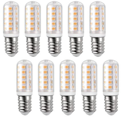 EXTRASTAR E14 Cooker Hood LED Bulbs 3W, 3000K Warm White, 380LM, 34W Equivalent, Energy Saving Lightbulbs, Non-Dimmable, Pack of 10