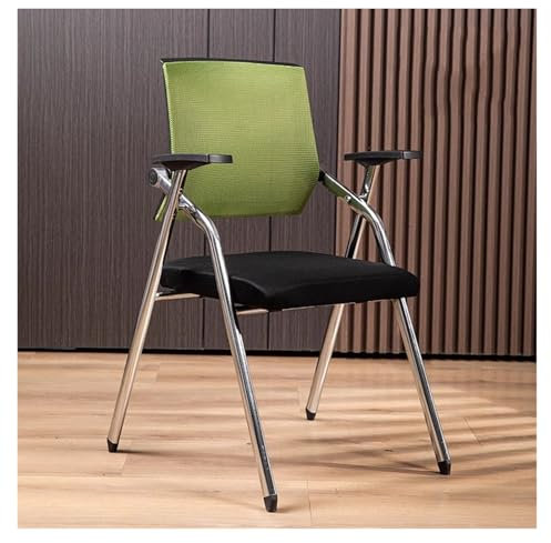 MEHWSAR Student Chair with Desk Attached,Folding Office Training Chair with Lumbar Support,Stackable Foldable Desk Chairs with Tablet Arm Writing Board(Green,Without Desk Attached)