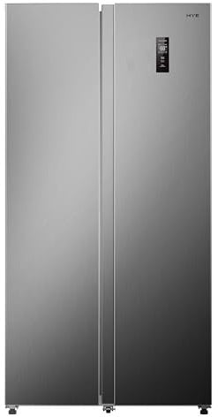 HYE American Style Fridge Freezer – 500L Freestanding Silver Unit with Frost Free Side by Side Design, 307L Fridge, 193L Freezer, Energy Class E, Organised Storage – RF01AM520S03 [2025]