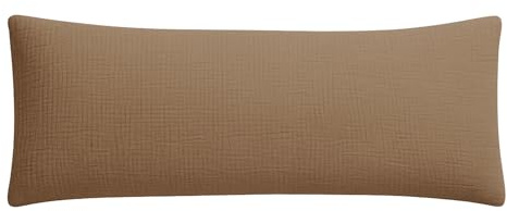 Wolkenfeld Premium Musselin Kissenbezug 40x80 cm mit Reißverschluss – Aus 100 % Baumwolle – Weich, Atmungsaktiv & Hautfreundlich – Oeko-Tex Zertifiziert Caffee