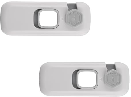 Bojueshaw 2pcs Child Safety Fridge Lock,Adhesive Baby Proof Latch,Anti-Finger Pinch Lock for Refrigerator,Cabinet,Wine Cooler(Light Grey)