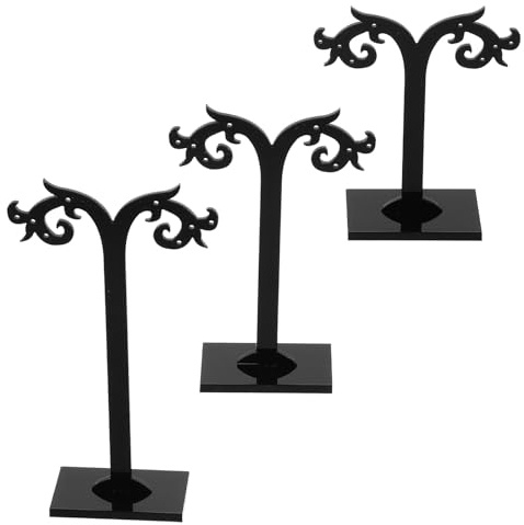 DECORNIJIA 6 Stück Acryl Ohrringständer Bergziegenhorn Design Schmuckständer mit Stabilem Sockel Schwarzer Organizer für Ohrstecker Ringe Präsentation Aufbewahrung für Damen