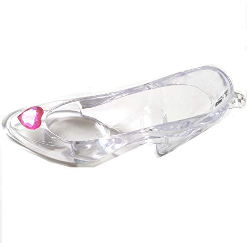 PC3721@ Packung mit 12 Märchen Mini Cinderella Slipper mit Edelsteinen (Klare Hausschuhe mit rosa Edelsteinen)