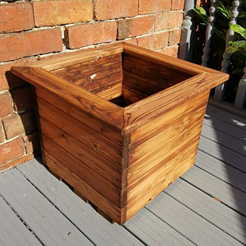 Charles Taylor Trading Hand Made Chunky Rustic Wooden Garden Large Square Planter