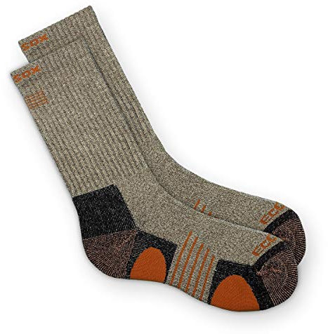 Ecosox Chaussettes de randonnée/d'extérieur en bambou | Gardez vos pieds au sec | Sans odeur et sans ampoules., Marron avec orange, Medium
