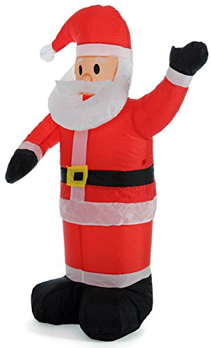 Bakaji Babbo Natale Gonfiabile Verticale Autogonfiabile Grande Altezza 120 cm Con Illuminazione a LED e Kit Fissaggio Per Esterno Protezione IP44 Addobbo e Decorazione Natalizia