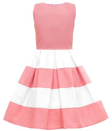 BlackButterfly Vestito Bambina Lilly a Righe | Gonna a Pieghe, Bicolore, Senza Maniche, Scollo Tondo, Foderato, Zip Dietro, 3-14 Anni