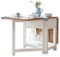 Loberon Tisch Dale, mit Schublade und Ablageboden, schönes Antik-Finish, seitliche Tischplatten klappbar, Esstisch, Esszimmertisch, Tannenholz, antikweiß/braun