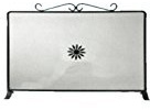 PEBSHOP Kaminofen-Funkenschutz - Feuerschutz-Schirm mit dekorativer Blume aus Schmiedeeisen, Schwarz, Art Deco, Breite x Höhe 50 cm