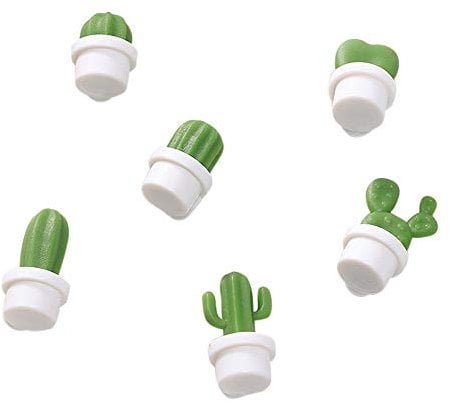 6pcs Cute Succulent Plant Magnet Button Cactus Refrigerator Message Sticker Magn(White)