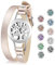 Cupimatch Bracelet Diffuseur d'huiles Essentielles Arbre de Vie Aimant Rond Ouvert en Acier Inoxydable avec 10 Pièces Recharge Coussins Lavable,Bon Cadeau de Fête des Mères Noël Saint-Valentin