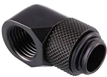 Bykski G 1/4 Zoll (6,35 mm) Winkelverschraubung drehbar 90 Grad Stecker auf Buchse (B-RD90-X) schwarz