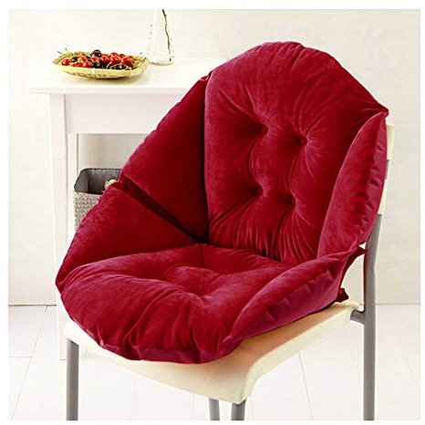 HONGBI Coussin de Chaise Coquille Velours Douillet élastique Imperméable Fauteuil Chaise Paille Jardin pour Bureau,Salle à Manger Vin Rouge1 48x40cm