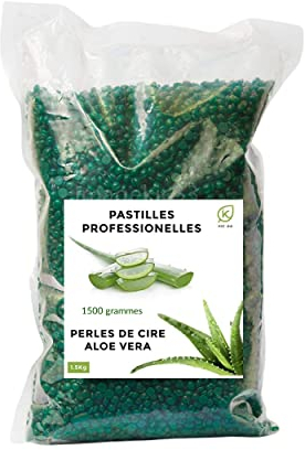 Perle de Cire Aloé-véra 1kg+500g Wax Bille de chauffe cire-professionnelle-sans bandes et appareil poils-Femme et Homme pour le corps entier-visage-jambe-aisselles-soucis-peau sensible intime.