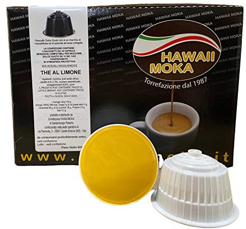 Capsule compatibili per macchine Dolce Gusto - Preparato Solubile per Bevanda al Gusto di The al Limone - Torrefazione HawaiiMoka - 50 pezzi