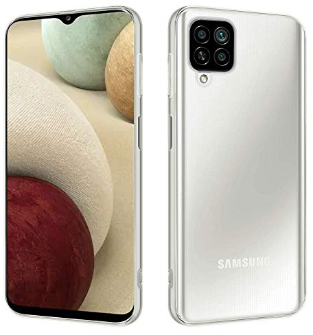 HSP Transparente Hülle kompatibel mit Samsung Galaxy A12 / M12 | Premium TPU Silikon Case | Kratzfest Stoßfest Klar | Microdot Handyhülle | Passgenaue, weiche, durchsichtige Schutzhülle
