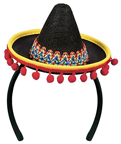 WOOOOZY NEU Mini-Hut Sombrero, mit Haarreif, schwarz