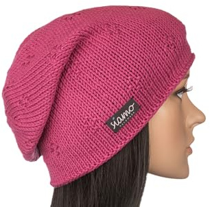 siamo-handmade Beanie Como pink Baumwolle-Viskose Sommermütze Damen-Mütze Longbeanie Sommer-Beanie Übergangsmütze by